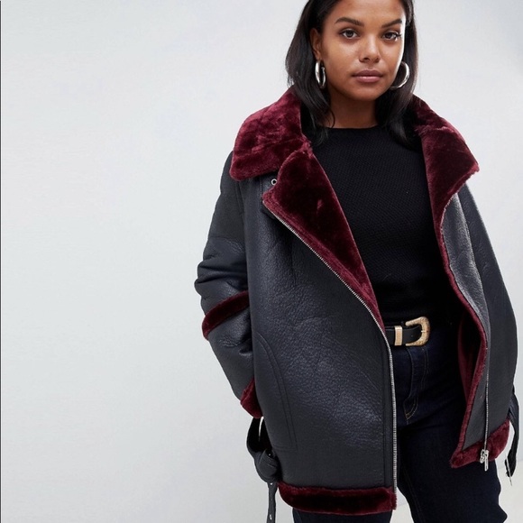 ASOS Jackets & Blazers - ASOS Faux Fur Leather Biker Jacket!